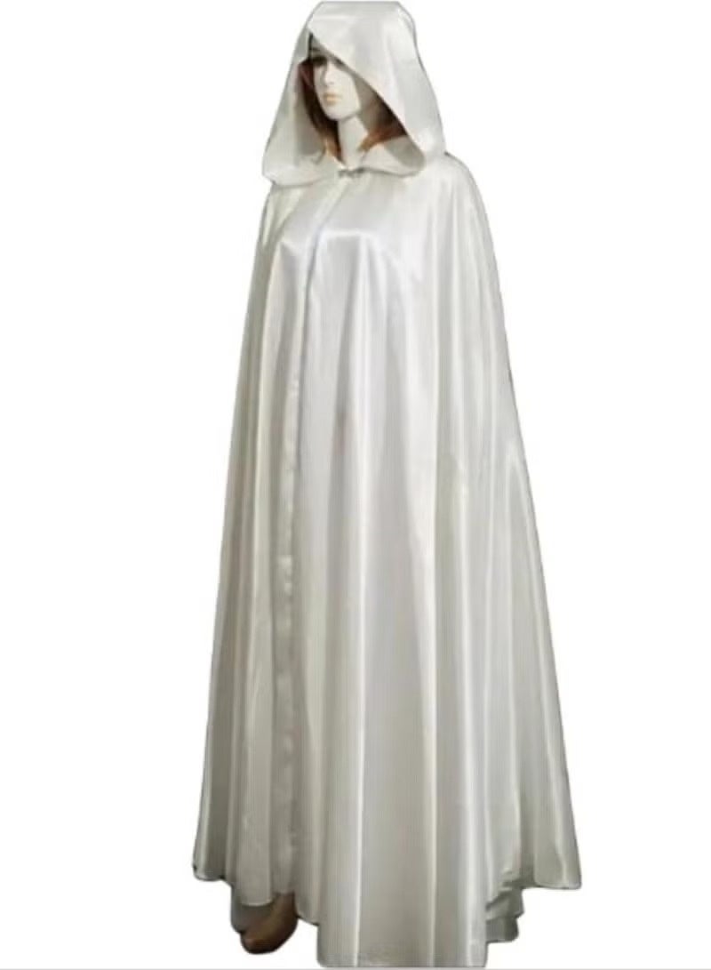 Women's full-length satin wedding abaya with hood - Image 1
